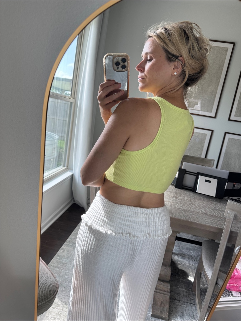 Lemon Lime Ribbed Racerback Crop Tank Top - Picture 6 of 7
